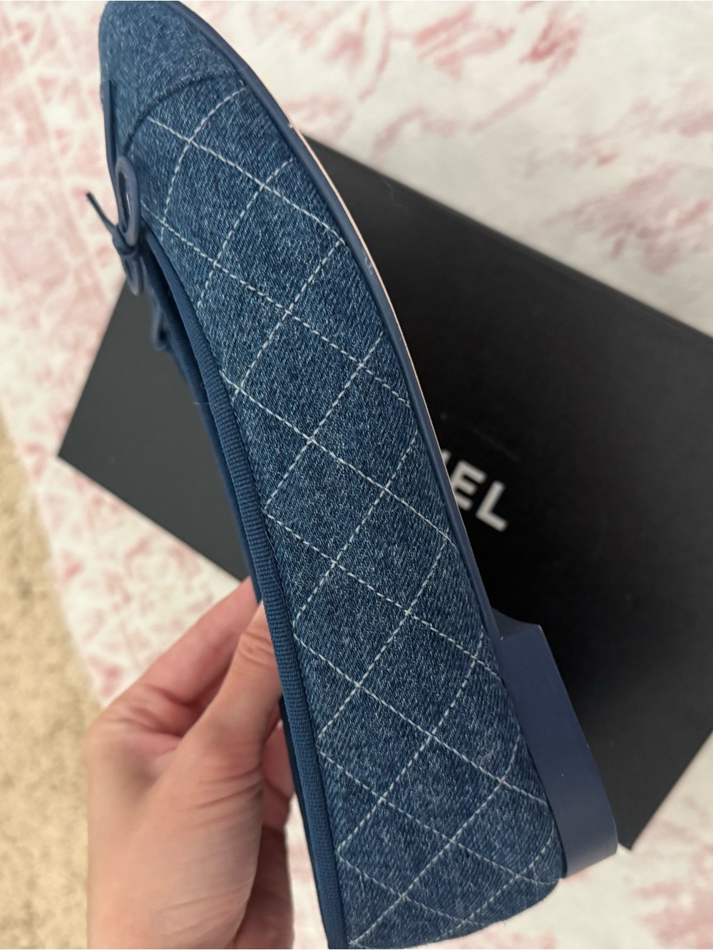 Chanel Navy Quilted Ballet Flats - Picture 2 of 3